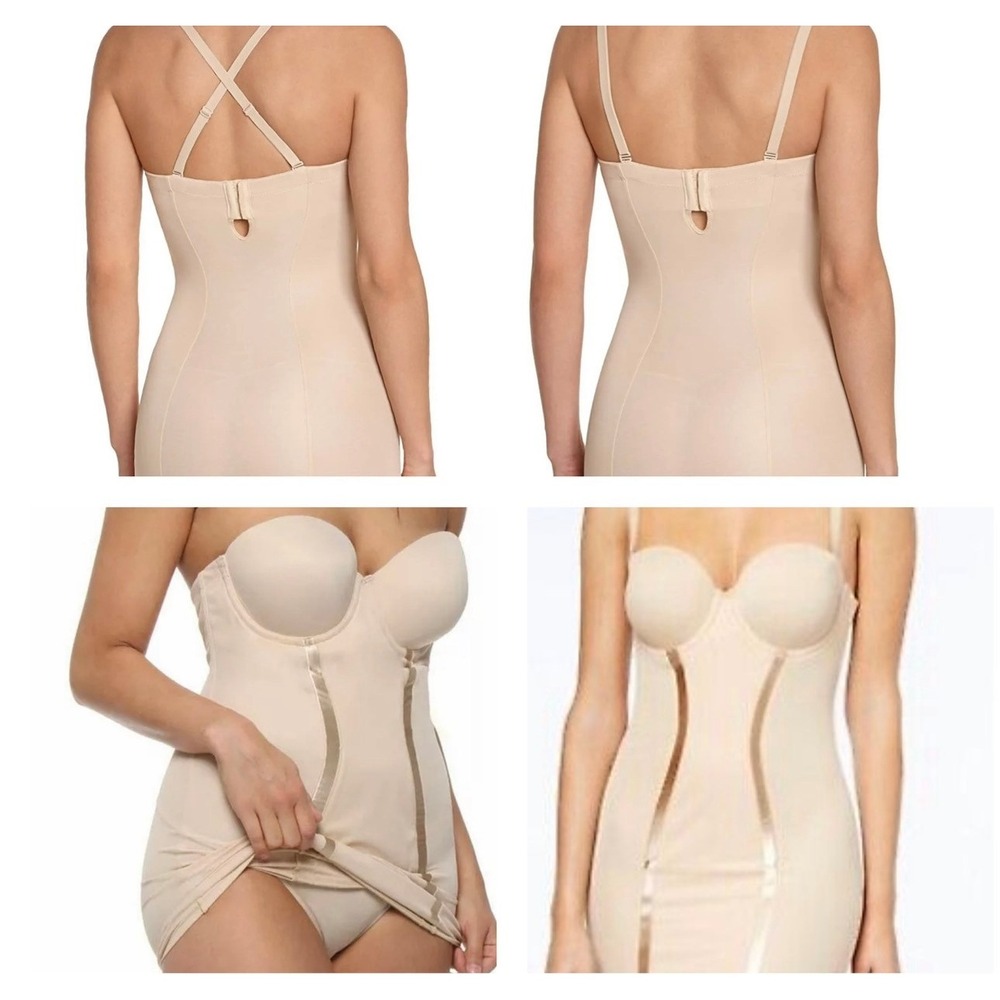 Maidenform Shapewear Slip Women 34C Beige Firm Control Body Shaper Underwire Bra